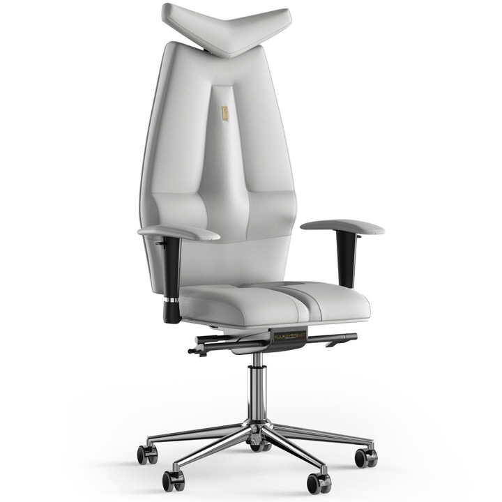 Scaun de birou ergonomic Kulik System Jet, Piele, Alb