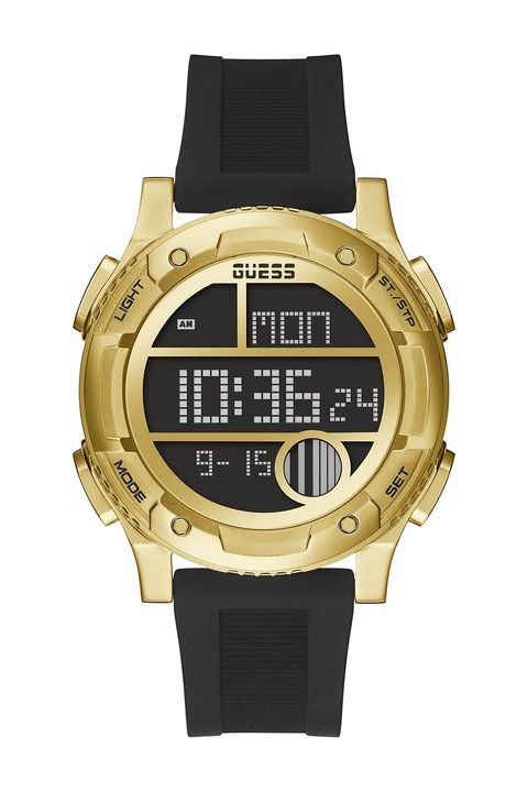 Guess, Digitális karóra szilikonszíjjal, Fekete