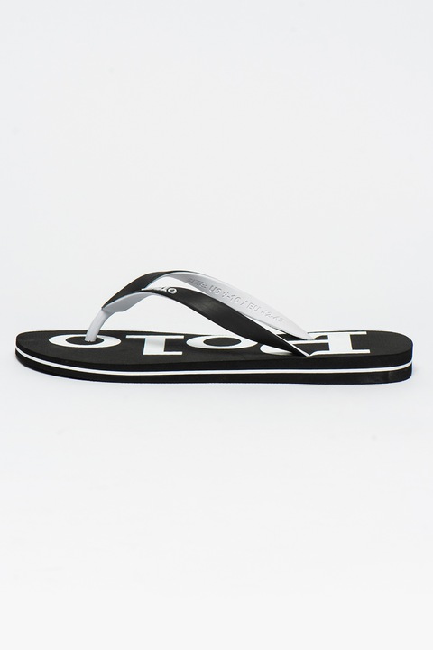 Polo Ralph Lauren, Papuci flip-flop cu detalii logo Bolt, Alb/Negru, 42
