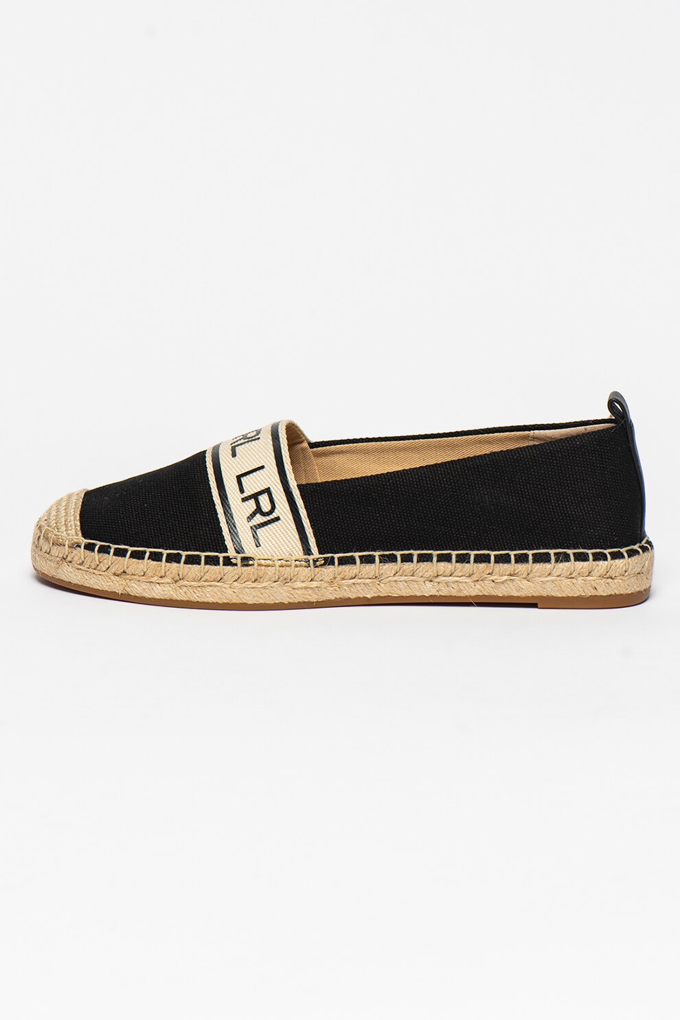 Lauren Ralph Lauren, Espadrile cu banda logo Caylee, Negru/Alb prafuit