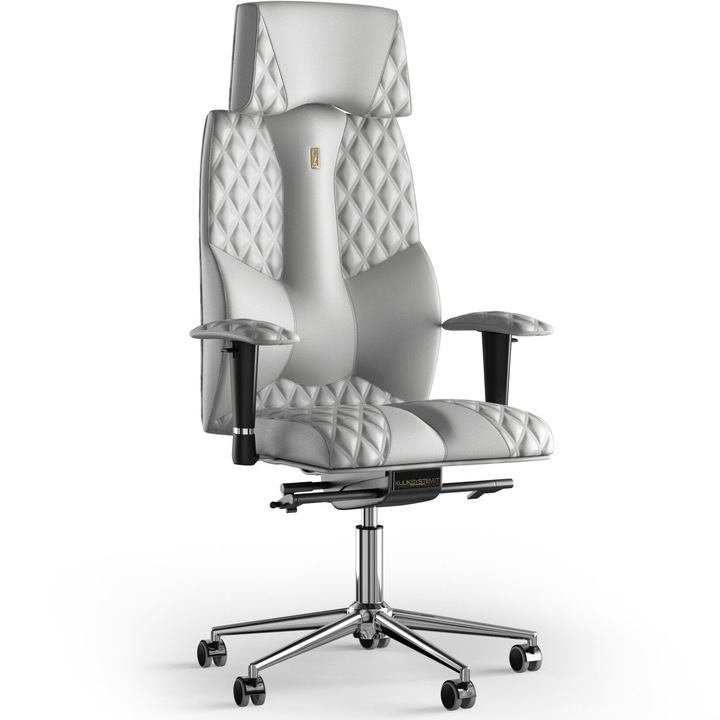 Kulik System Business, Ergonomikus irodai szék dombornyomott modell, bőr, fehér