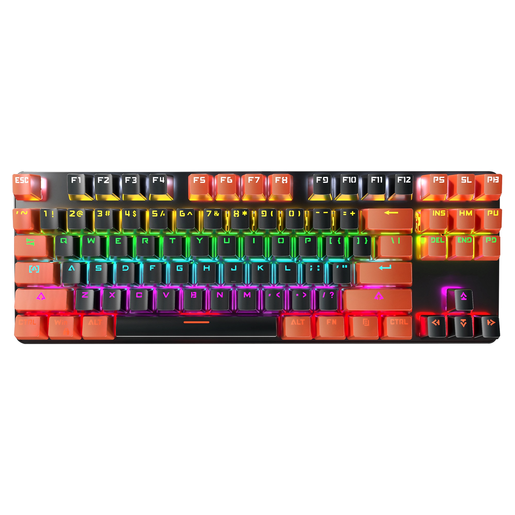 Tastatura mecanica Weluot, Iluminare RGB, taste, Negru/Portocaliu, Axa - eMAG.ro