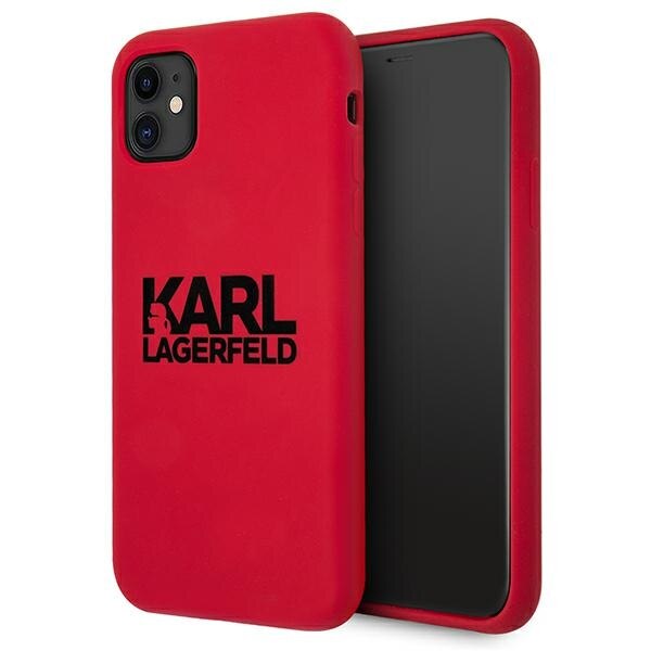 Husa pentru iPhone 11 Karl Lagerfeld Silicone Stack Logo red