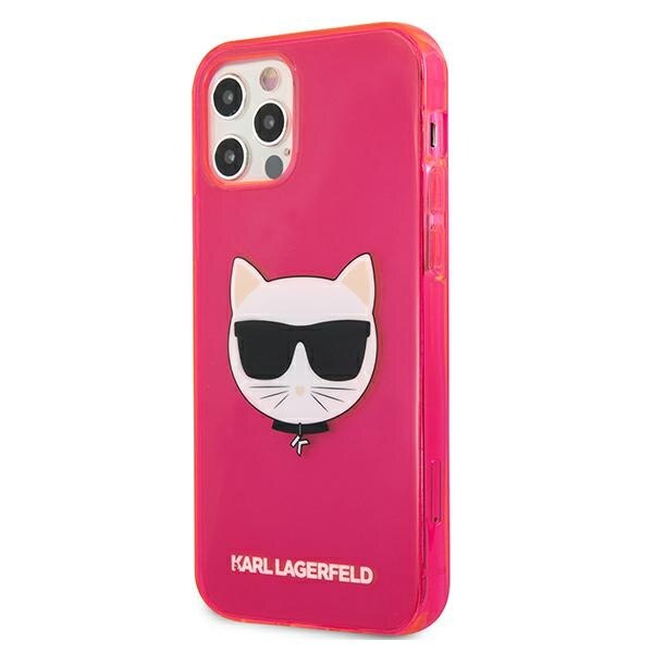 Husa pentru iPhone 12 / iPhone 12 Pro Karl Lagerfeld Glitter Choupette Fluo pink