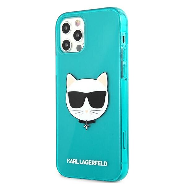 Husa pentru iPhone 12 Pro Max Karl Lagerfeld Glitter Choupette Fluo blue