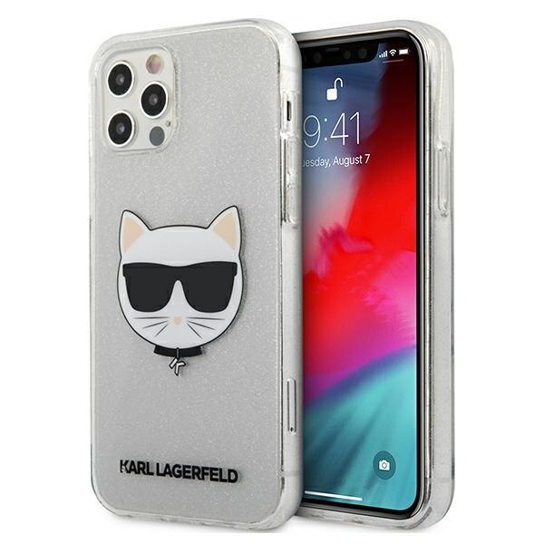 Husa pentru iPhone 12 Pro Max Karl Lagerfeld Glitter Choupette silver