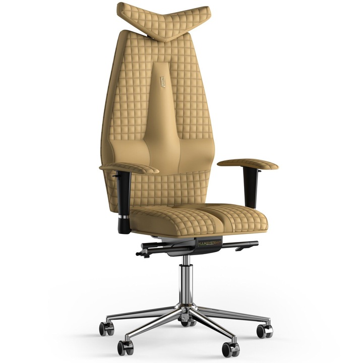 Scaun de birou ergonomic Kulik System Jet, Model in relief, Piele PU, Bej