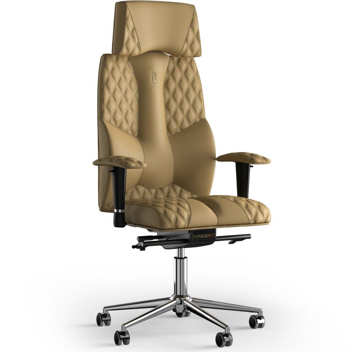 Kulik System Business, Ergonomikus irodai szék dombornyomott modell, PU bőr, bézs