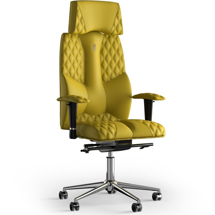 Kulik System Business, Ergonomikus irodai szék dombornyomott modell, PU bőr, sárga