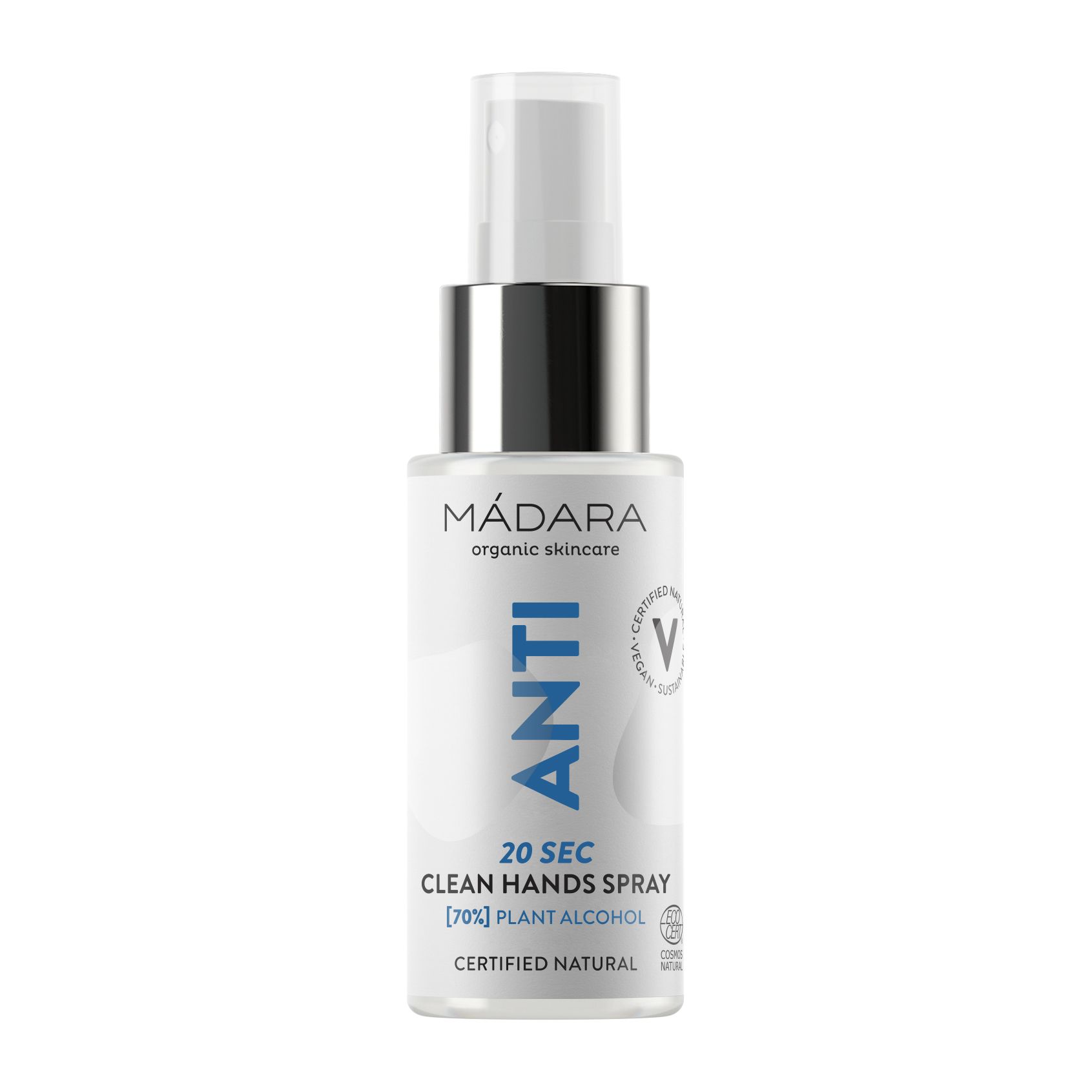 Spray de curatat pentru maini Madara, Anti 20 Sec, 70 % alcool, 50 ml