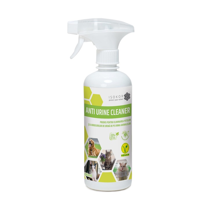 Eliminare pete si miros de urina animale companie, Isokor, Anti Urine Cleaner, bio, 500 ml