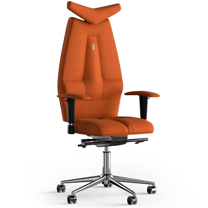 Ergonomikus irodai szék Kulik System Jet, Azure, Textil, Narancs