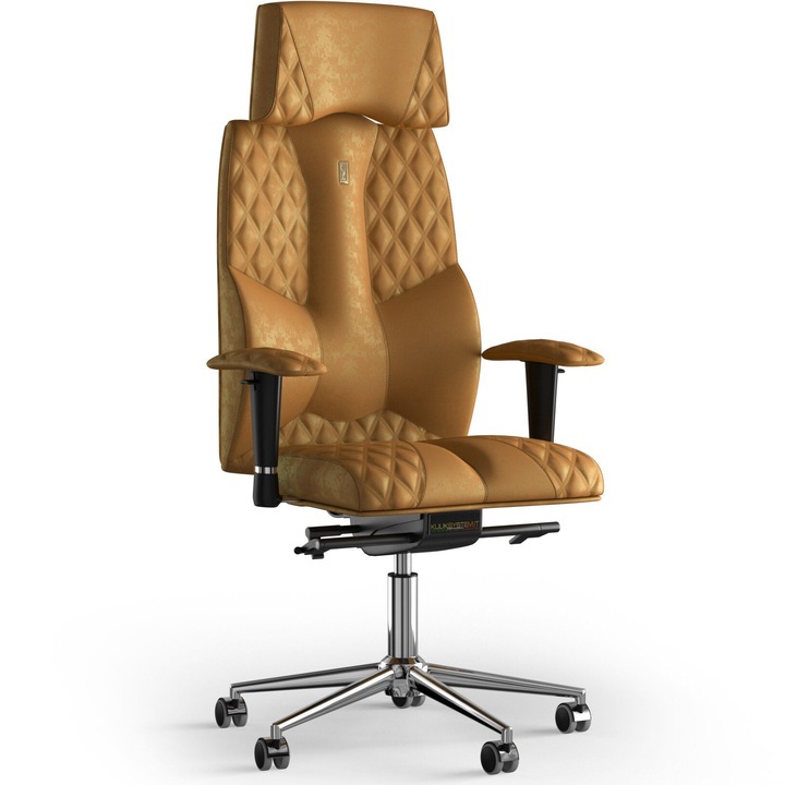 Kulik System Business, Ergonomikus irodai szék, dombornyomott minta, Textil anyag, Mustár sárga