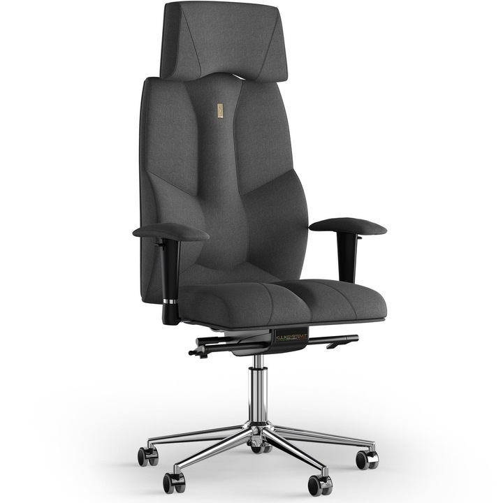 Scaun de birou ergonomic Kulik System Business, Azur, Material textil, Gri