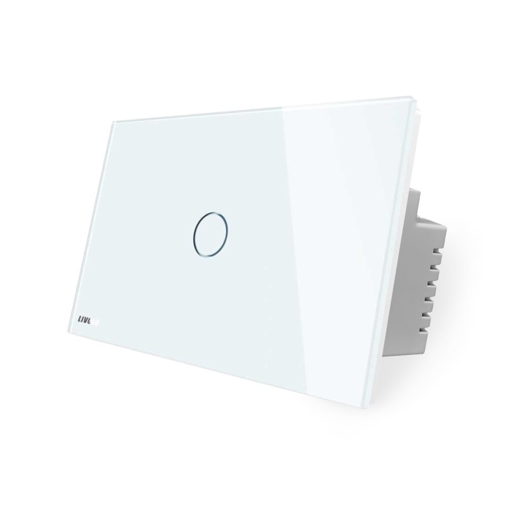 Buton sonerie cu touch Livolo din sticla, Alb, Standard italian