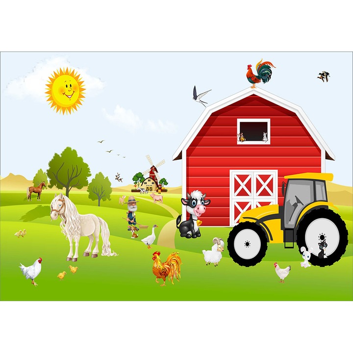 Fototapet copii Ferma de la Tara, premium, multicolor, 200 x 300 cm