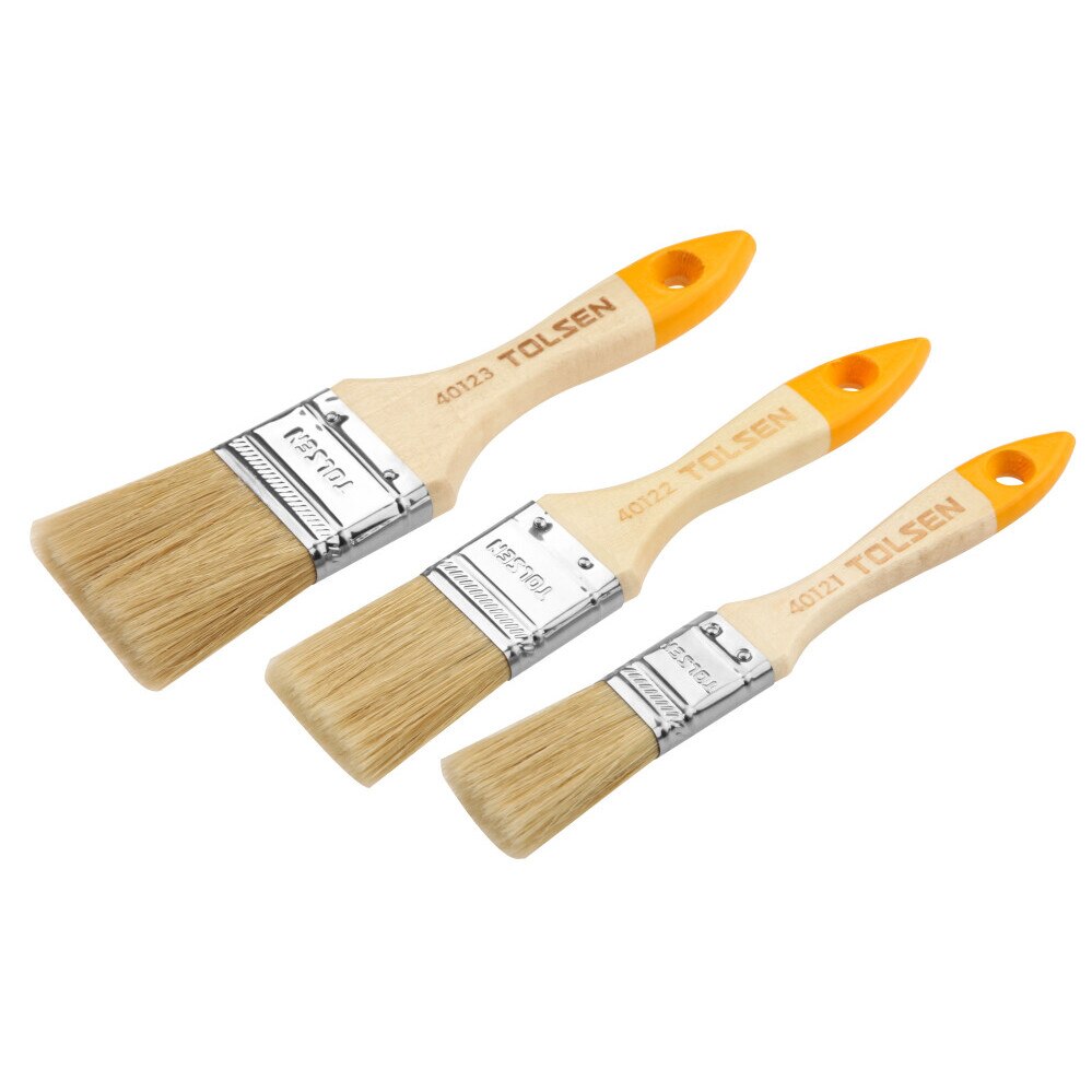 Set de 3 perii pentru zugravit cu maner din lemn, 1