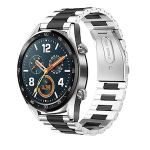Curea metalica MTP Premium, Compatibila cu Huawei Watch GT 46mm Latimea Curelei 22mm, Argintiu/Negru, 3 Lynk, Telescoape Quick Release