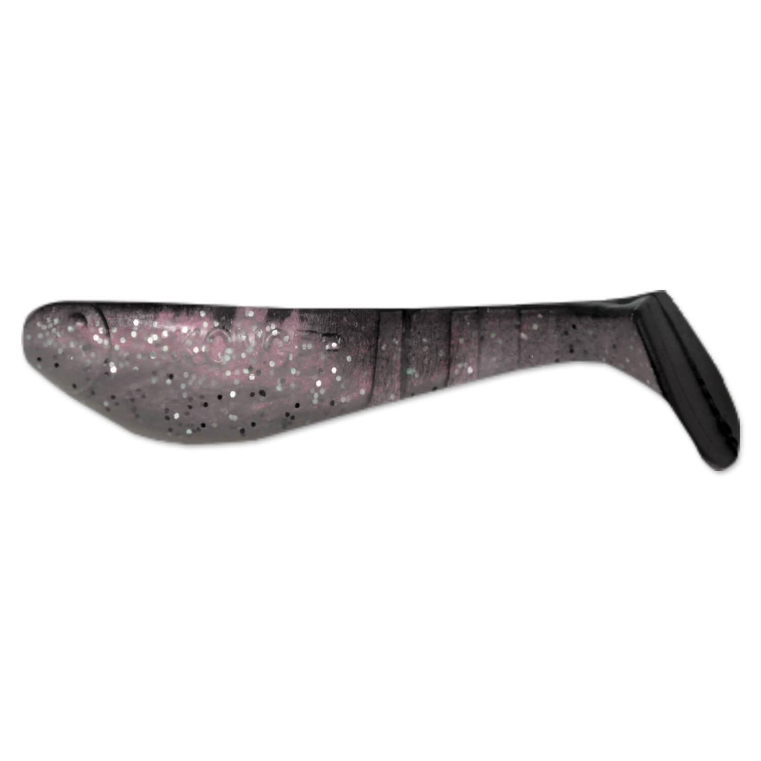 Set 5buc Shad Konger Killer Shadow 7.5cm, 4gr, culoarea Alb perlat cu glitter argintiu, spate negru