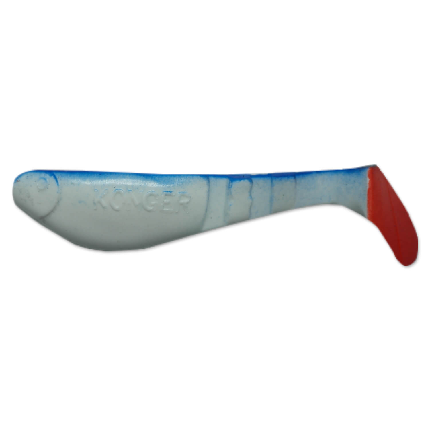 Set 5buc Shad Konger Killer Shadow 7.5cm, 4gr, culoarea Alb spate Albastru coada rosie