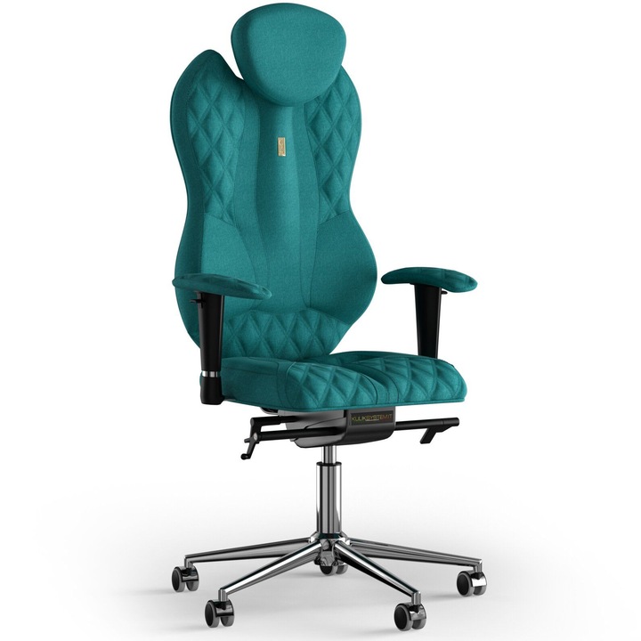 Ergonomikus irodai szék Kulik System Grand, Azure, dombornyomott minta, textil, sötétkék