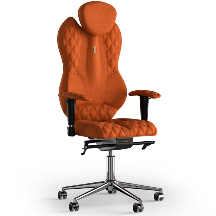 Ergonomikus irodai szék Kulik System Grand, azúrkék, dombornyomott minta, textil, narancs