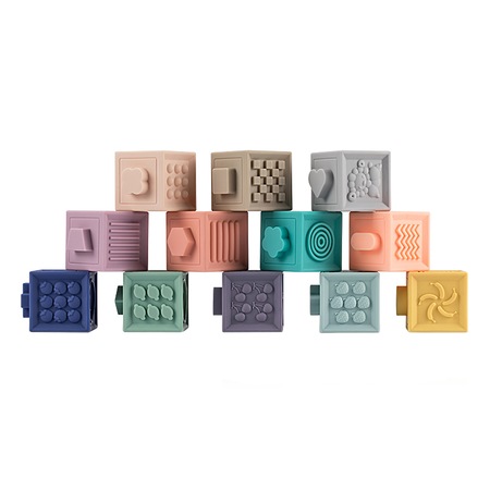Set jucarii interactive si educative din silicon, Cuburi 12 piese ...
