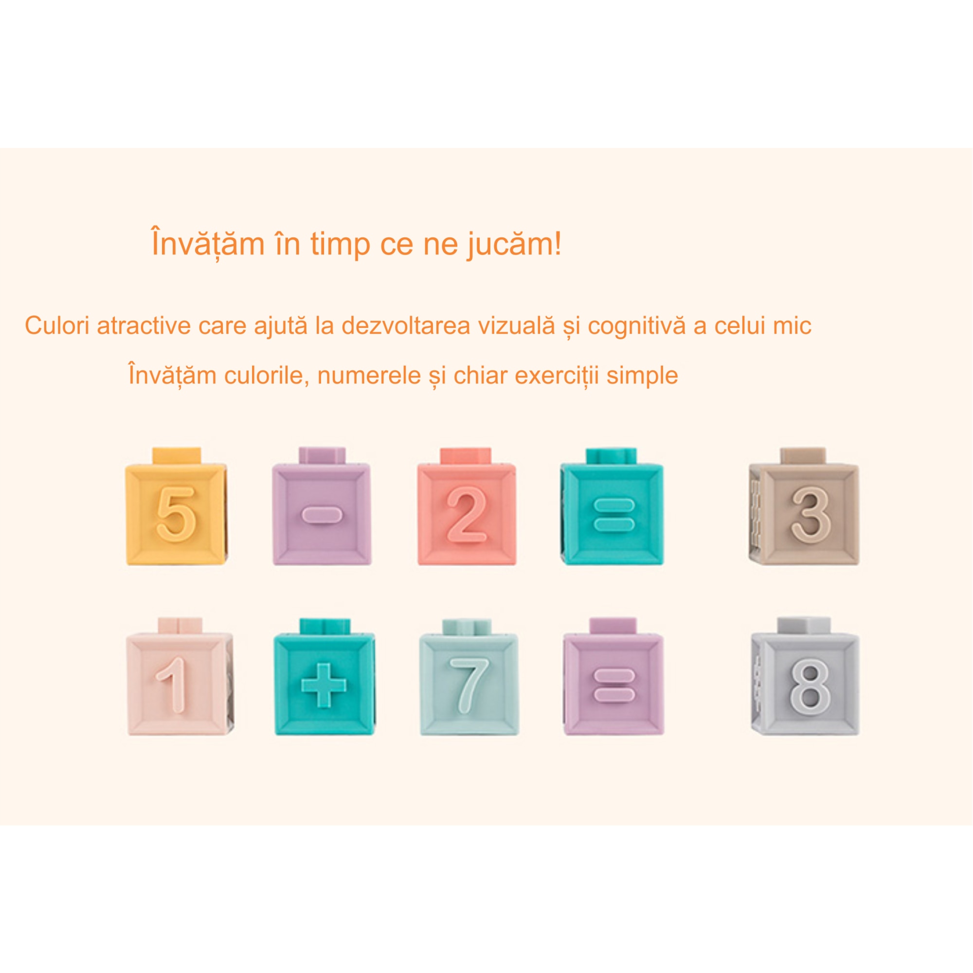 Set jucarii interactive si educative din silicon, Cuburi 12 piese ...