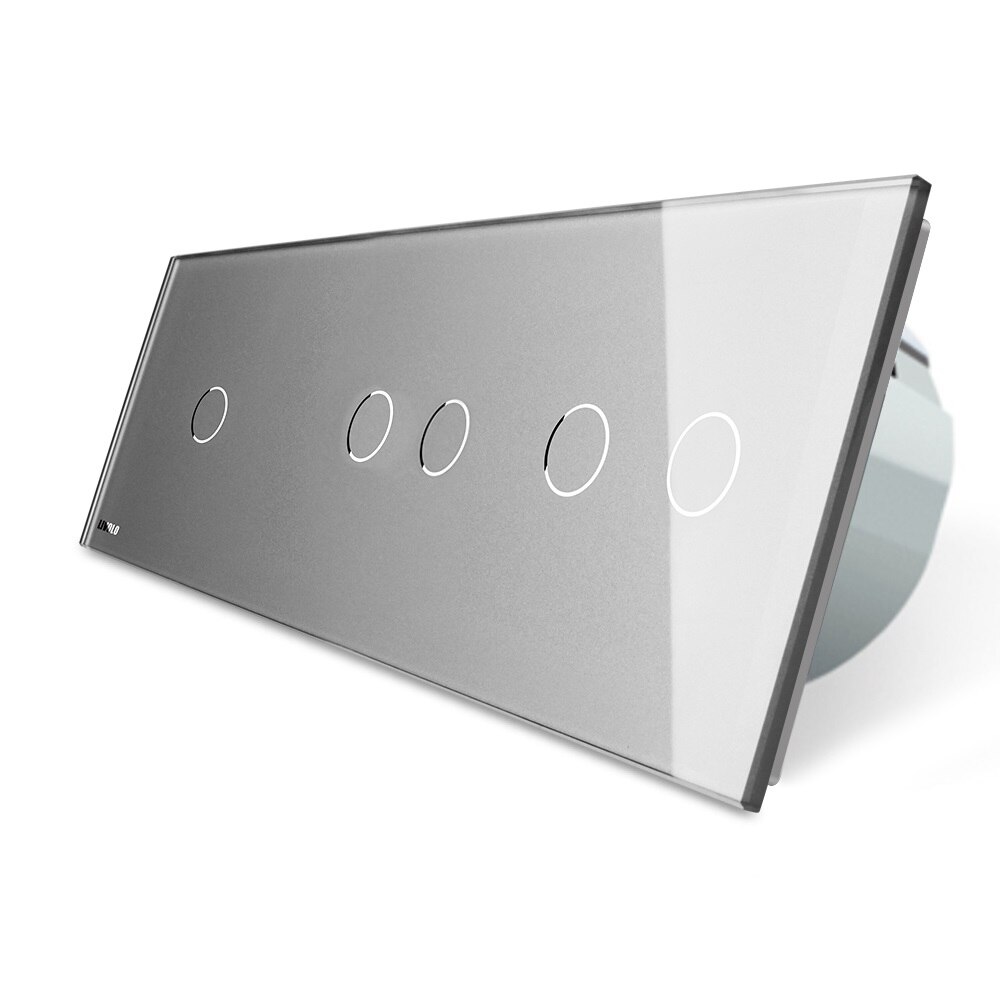 Intrerupator cu touch simplu / dublu / dublu LIVOLO din sticla, Gri, Protocol ZigBee, Control de pe telefon