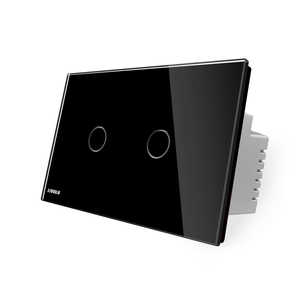 Intrerupator cu touch pentru draperie Livolo din sticla, Negru, Standard italian