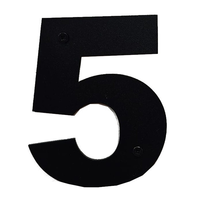 Numar casa, otel, 100 mm, negru, cifra 5