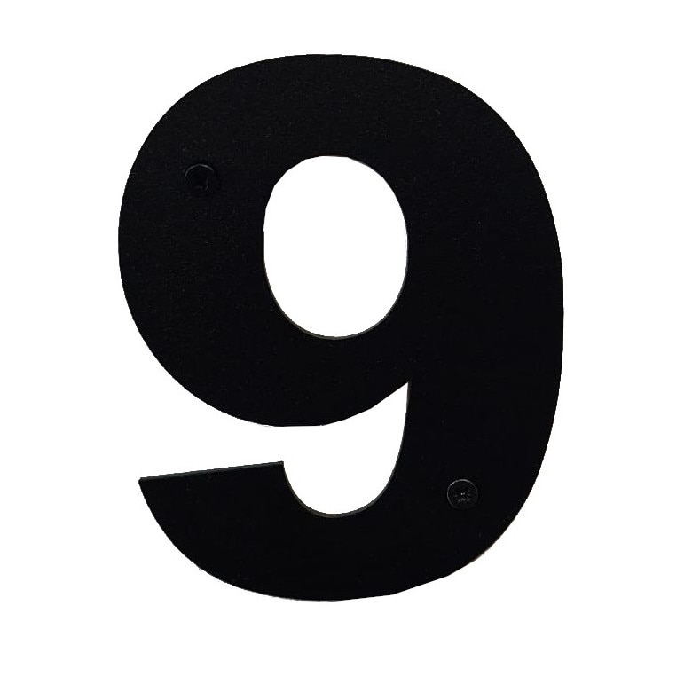 Numar casa, otel, 100 mm, negru, cifra 9