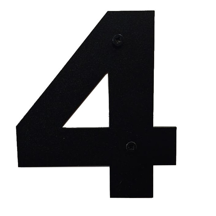 Numar casa, otel, 100 mm, negru, cifra 4