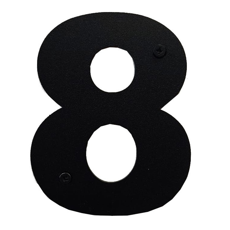 Numar casa, otel, 100 mm, negru, cifra 8