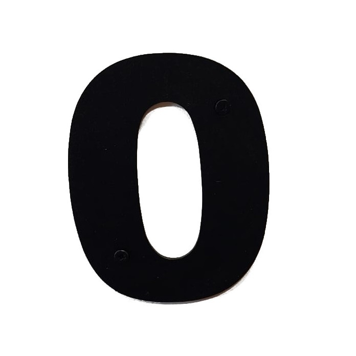 Numar casa, otel, 100 mm, negru, cifra 0
