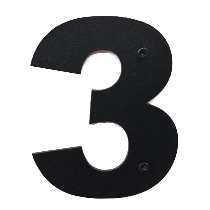 Numar casa, otel, 100 mm, negru, cifra 3