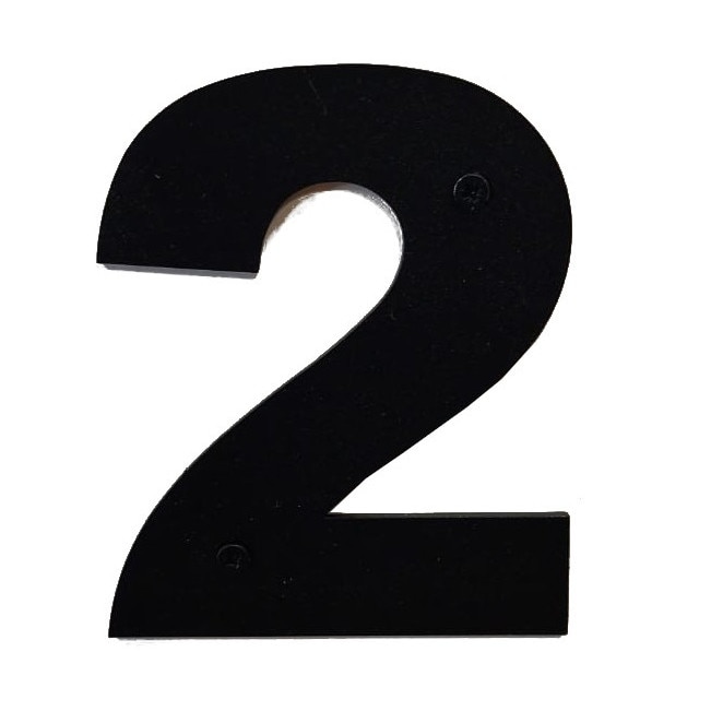 Numar casa, otel, 100 mm, negru, cifra 2