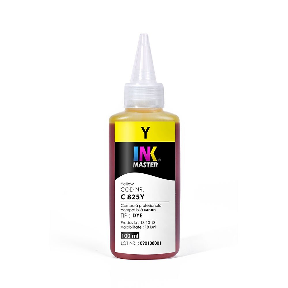 Cerneala Inkmaster DYE compatibila Canon, Yellow, C825Y, 100ml