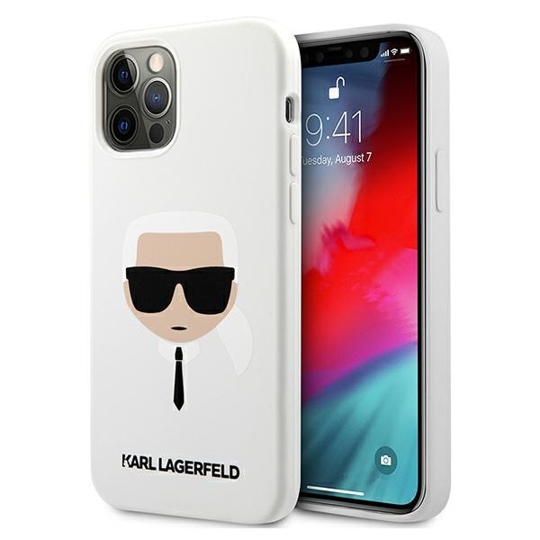 Husa pentru iPhone 12 Pro / iPhone 12 Karl Lagerfeld Silicone Karl`s Head white