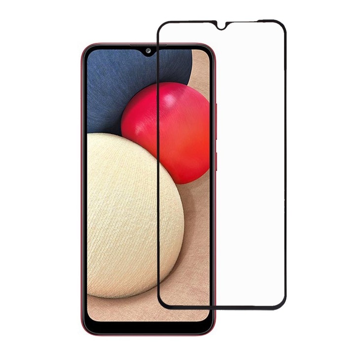 Folie de Sticla pentru Samsung Galaxy A02s, Acoperire completa ecran, Margini negre