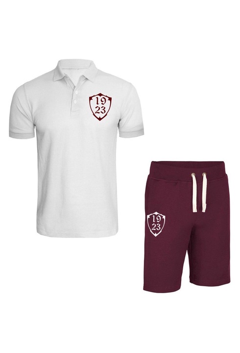 Set pantaloni si tricou 1923, Alb/Visiniu