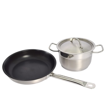 Set 2 cratite BergHoff, cu capac si maner, argintiu/negru Set 2 cratite BergHoff, cu capac si maner, argintiu/negru