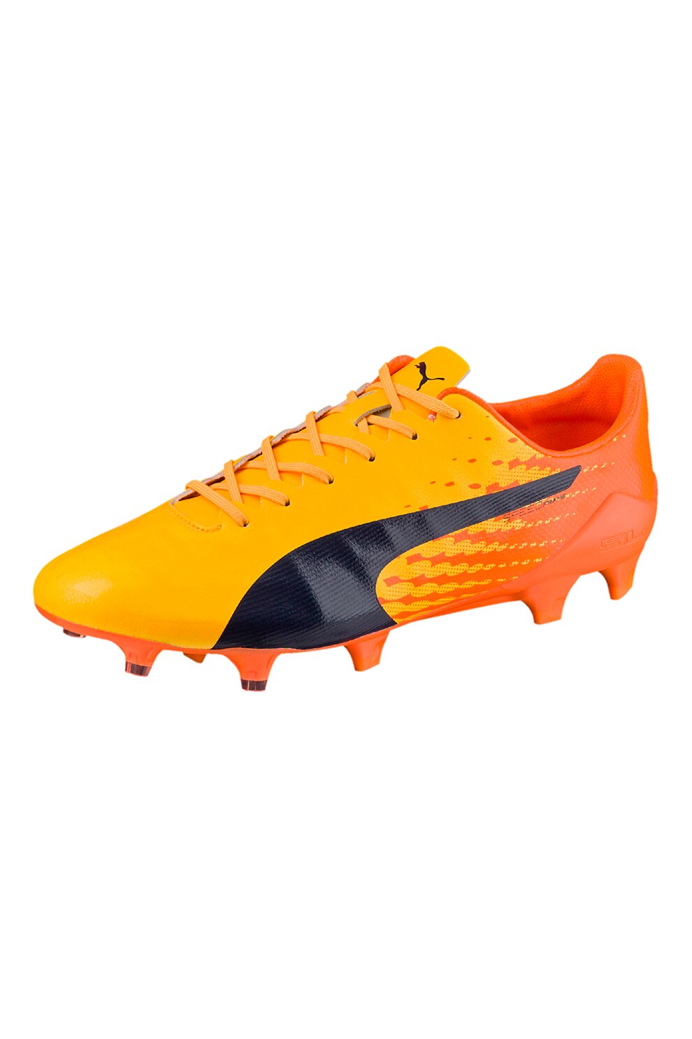 Puma, Pantofi de piele ecologica pentru fotbal evo Speed 17, Oranj/Galben