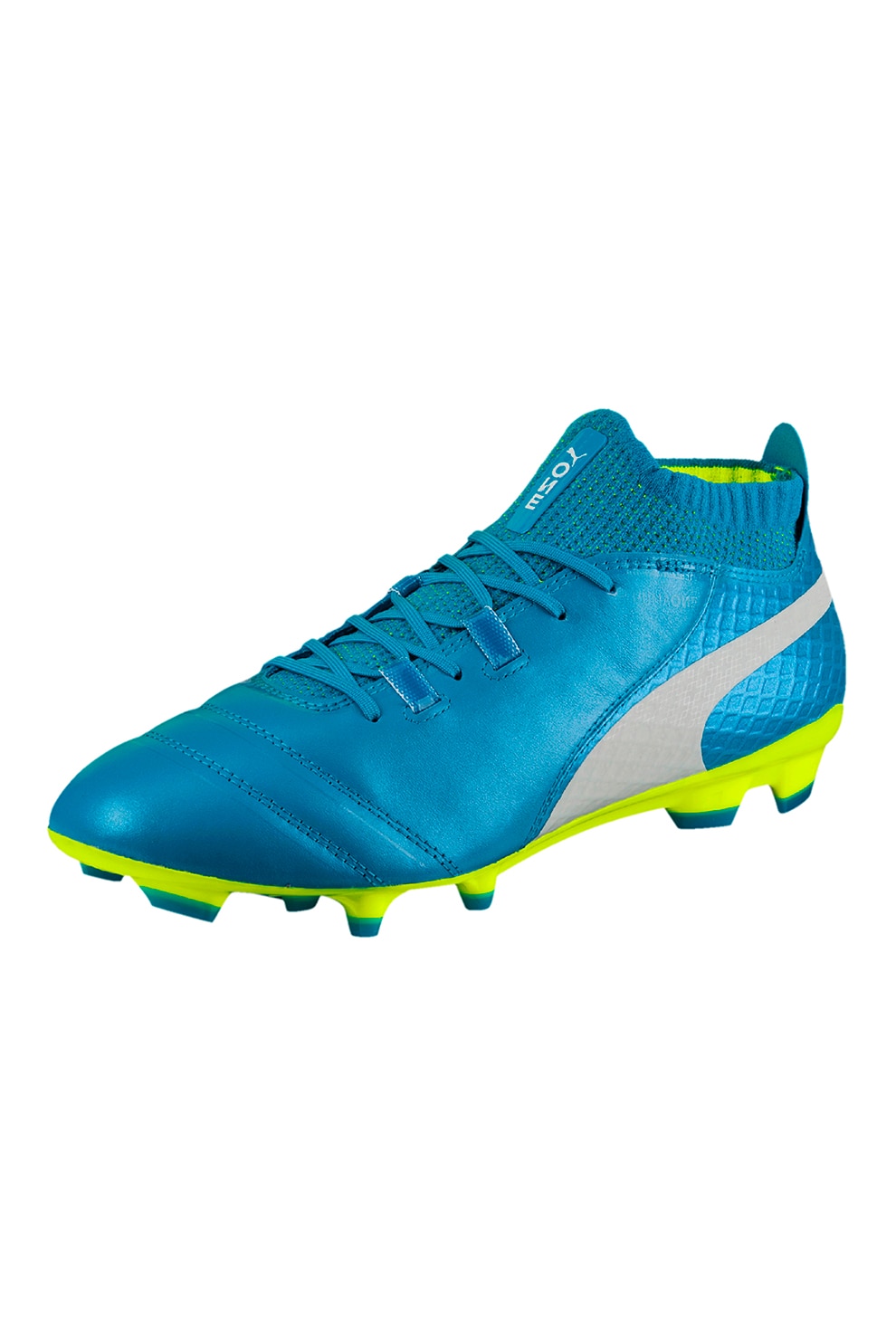 Puma, Pantofi slip-on pentru fotbal One 17.1, Albastru aqua/Verde neon