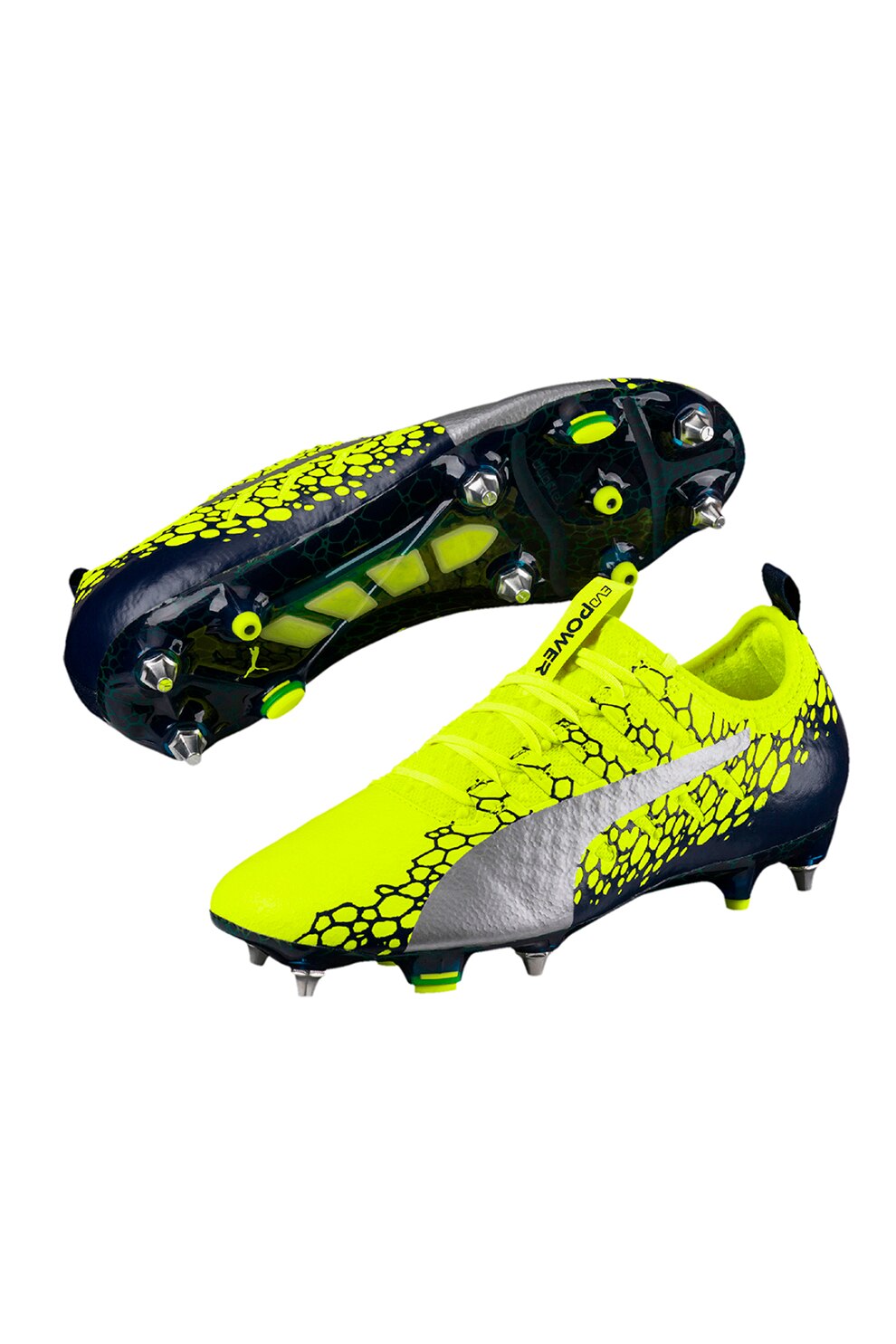 Puma, Pantofi cu model grafic pentru fotbal evoPOWER Vigor 1, Verde neon
