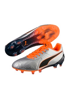 Puma, Ghete de fotbal, din piele One 1, Argintiu/Oranj Puma, Ghete de fotbal, din piele One 1, Argintiu/Oranj