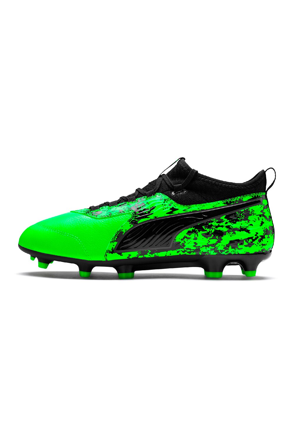 Puma, Ghete mid-high de fotbal ONE 19.3, Verde neon/Negru