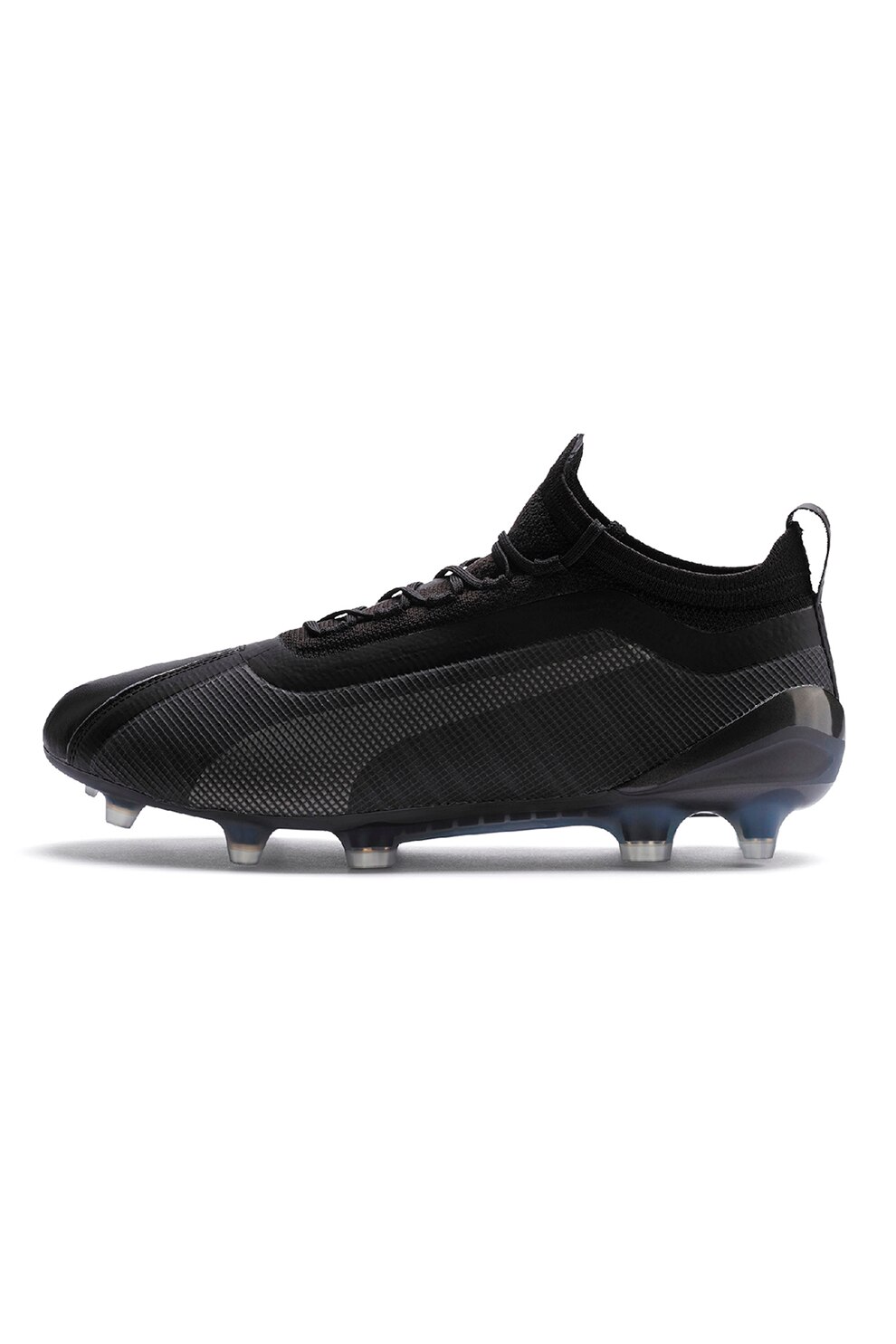 Puma, Pantofi de piele ecologica si material textil, pentru fotbal 5.1 Fg, Negru