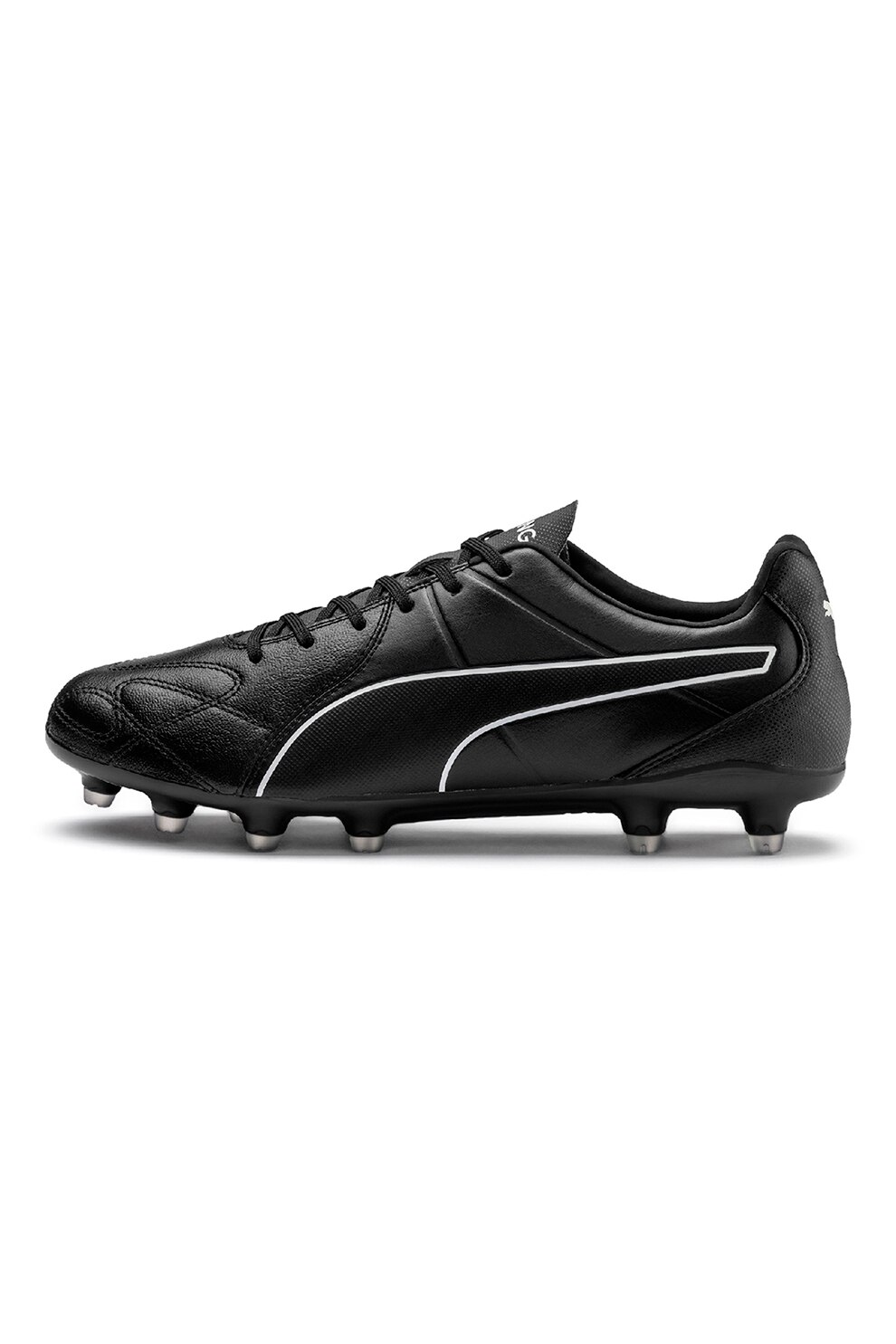 Puma, Pantofi cu insertii de piele pentru fotbal King Hero, Negru