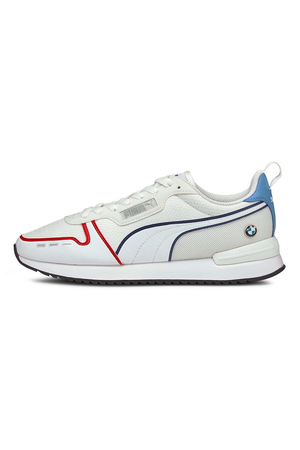 Puma, Pantofi sport din material textil cu insertii de piele ecologica R78, Alb prafuit